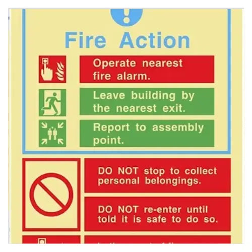 Fire Action Notice Sign – Emergency Safety Wall Display